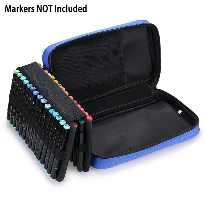 BTSKY Art Marker Carrying Case Lipstick Organizer-60 Slots Canvas Zippered Markers Storage for Prismacolor Touch Spectrum Noir Paint Sharpie Markers, Empty Wallet Only (Blue) - Image 4